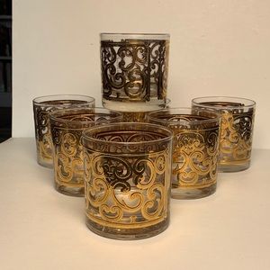 Mid Century Fleur de Lys Rocks Glasses